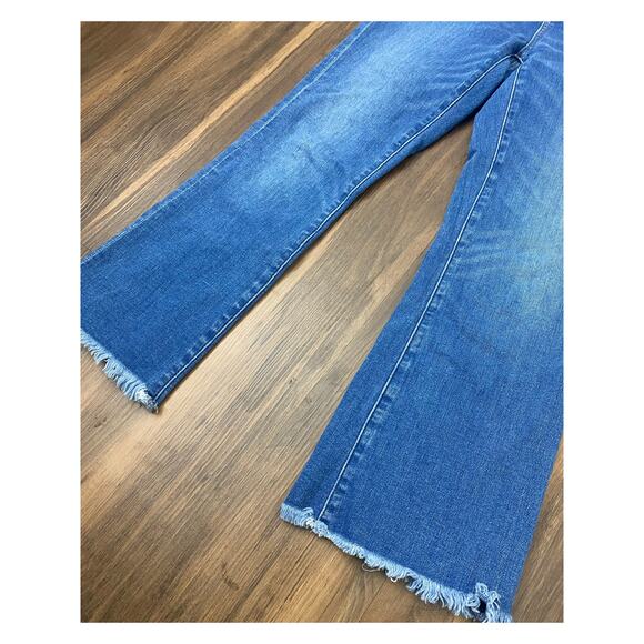 Women Loft Curvy High Waist Flare Cropped denim blue jeans, 26/2 - Picture 2 of 5
